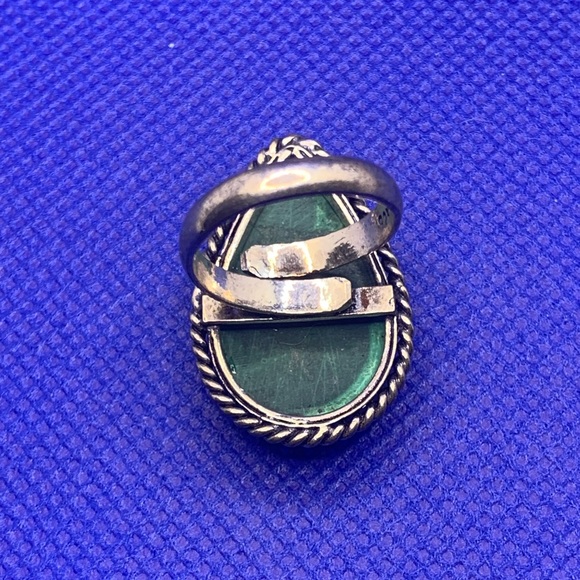 Comfort Curl ADJUSTABLE Genuine Fab Green Malachite Ring! .925 Sterling Overlay - Picture 15 of 16